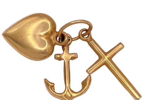 Faith Hope Charity Charm Set 14K Gold