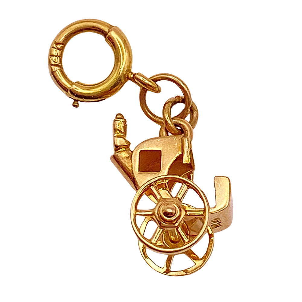 Hansom Cab Carriage Moving Charm 14K Gold Walter Lampl 1940’s