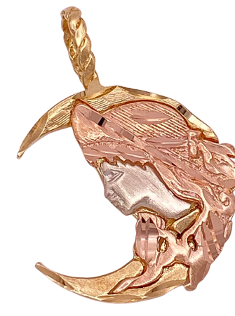Lady in the Moon Vintage Charm 14K Tri-Gold Michael Anthony c.1980's