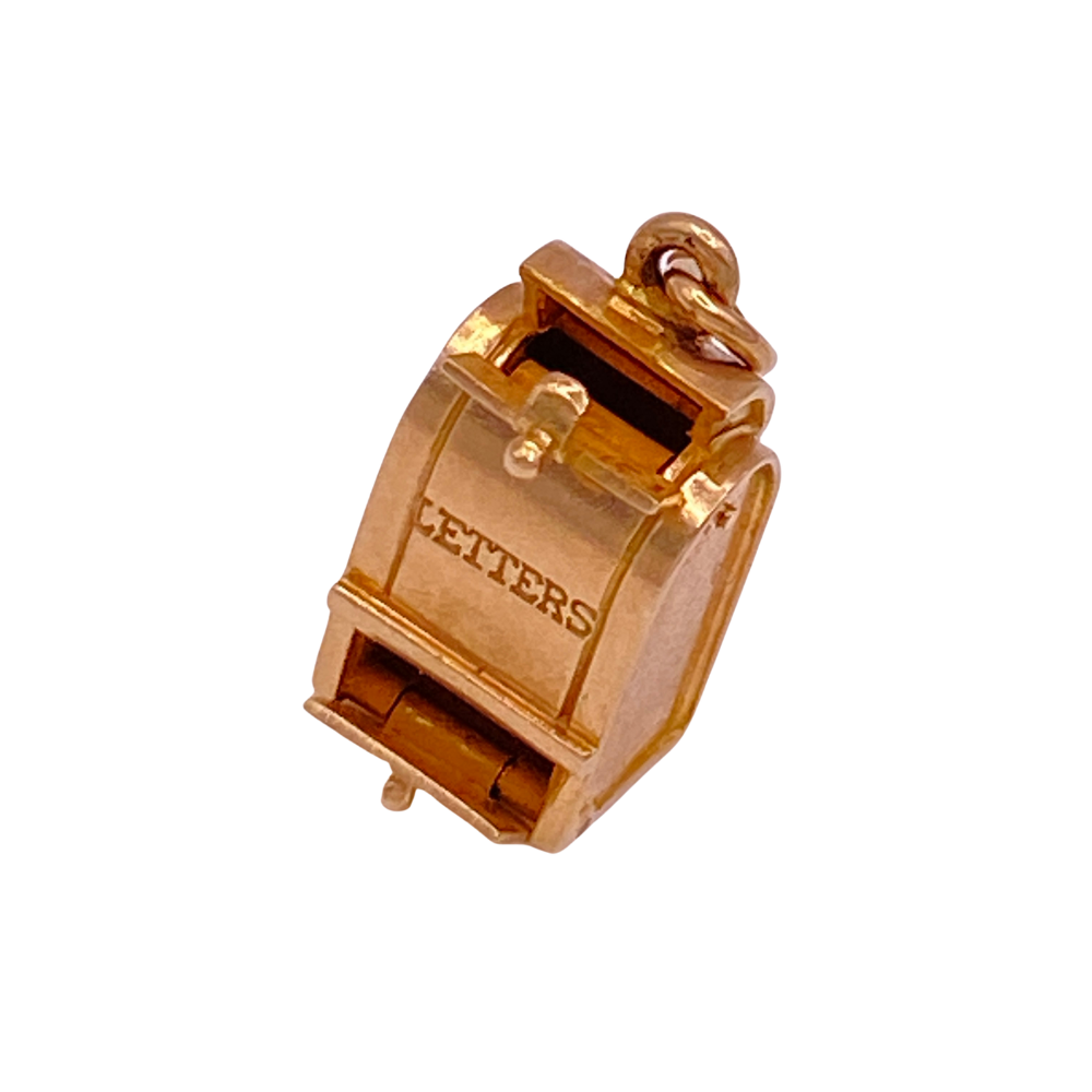 Moving US Postal Mailbox Charm 14K Gold Water Lampl circa 1940’s