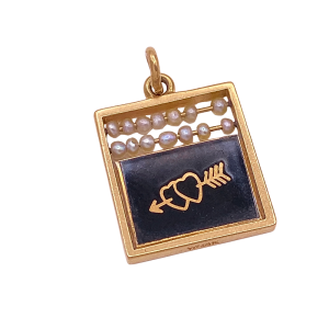 Lample Abacus Chalkboard Charm 14K Gold Enamel Pearl