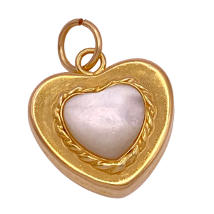 MOP Puffy Heart Charm 14K Gold