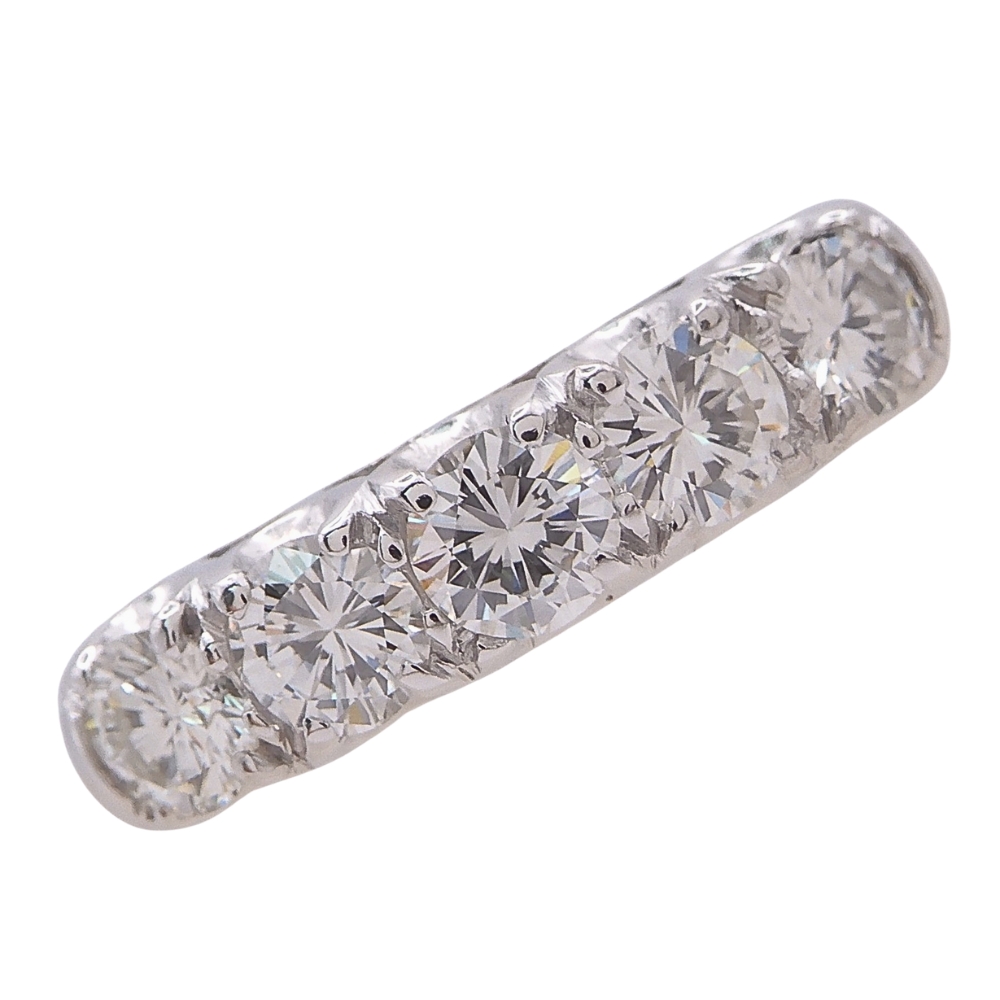 Mid Century Five Diamond Anniversary Band 1.10ctw 18k White Gold