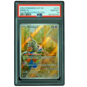 Mimikyu #075 Paldean Fates SVP Holo PSA 10 Pokemon Card Front