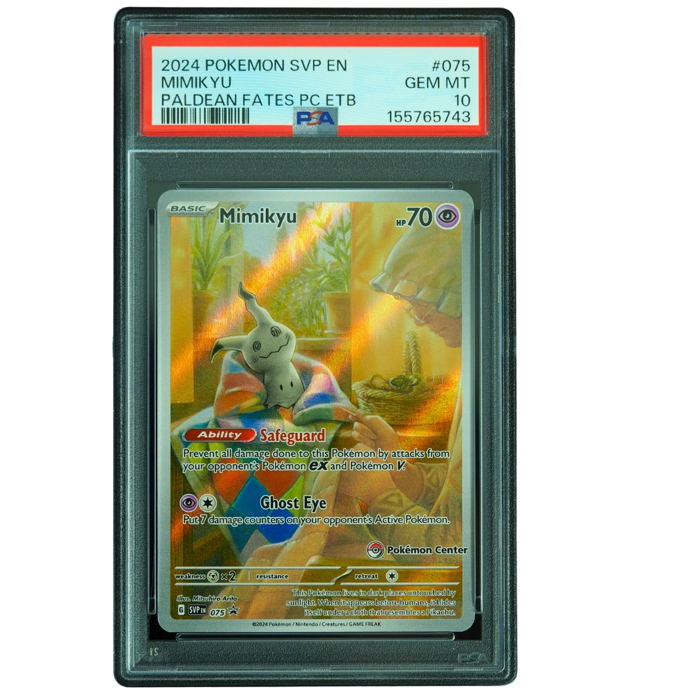 Mimikyu #075 Paldean Fates SVP Pokémon Center Holo PSA 10 Pokémon Card