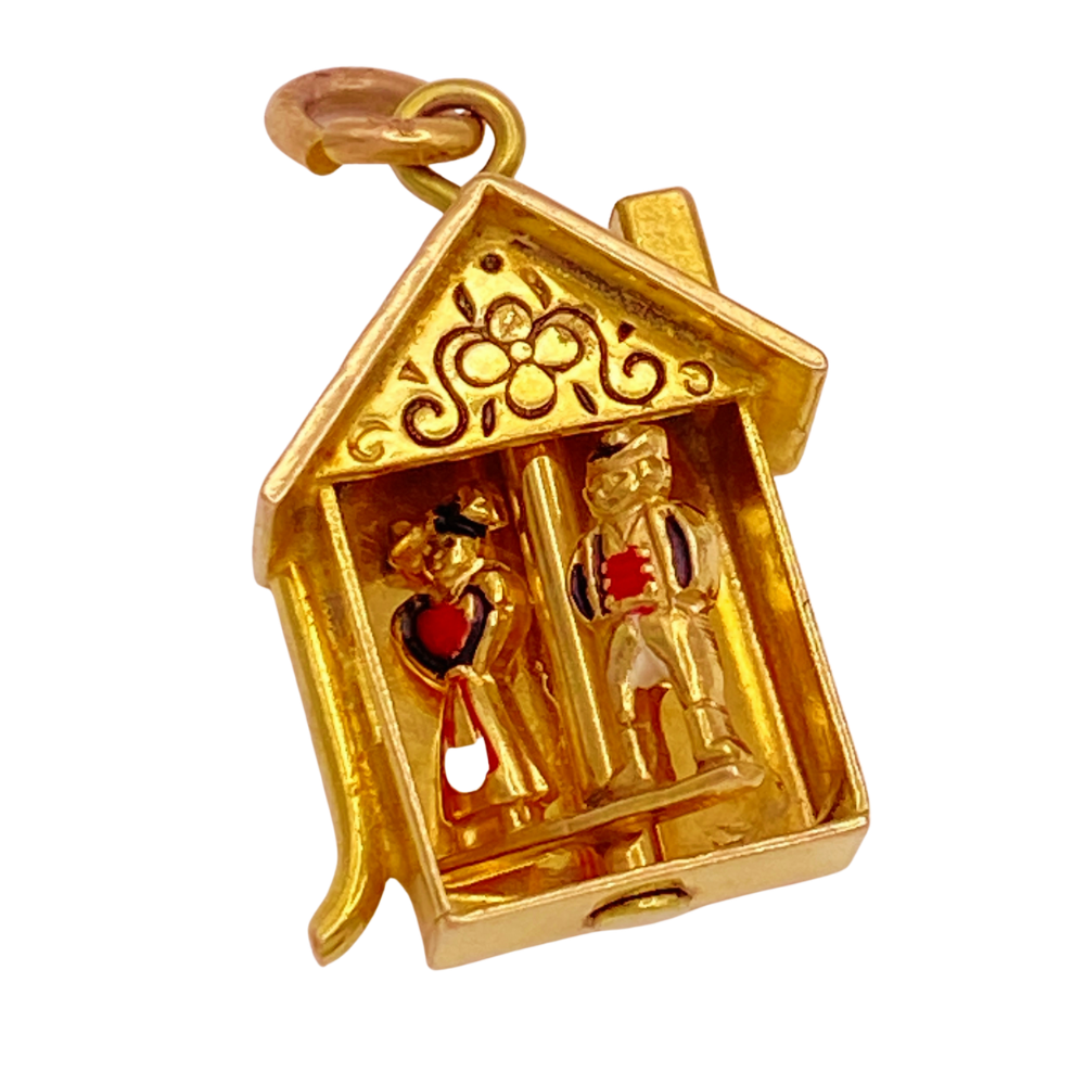 Moving Speelklok Vintage Charm 14K Gold Enamel Walter Lampl circa 1940’s