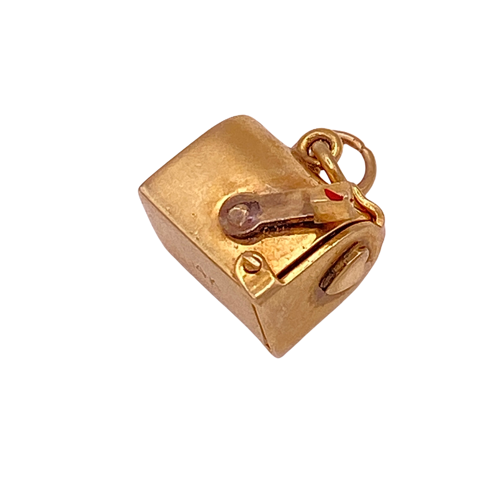 Vintage Moving Residential Mailbox Charm 14K Gold, Heart Detail circa 1940’s