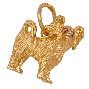 Papillion Dog Charm 14K Gold