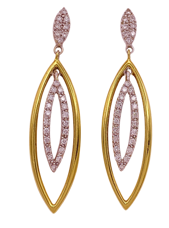 Diamond and 18K Two-Tone Gold Open Marquise Dangle Earrings Sonia B