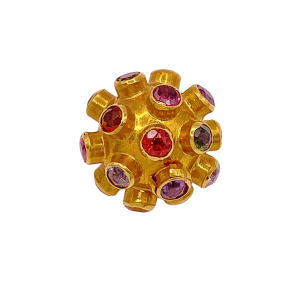 Sputnik Charm 18K Gold Colorful Gemstone