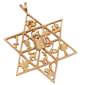 Twelve Tribes of Israel Pendant 14K Gold