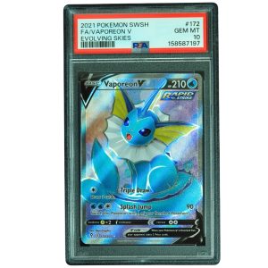 Vaporeon V #172_203 Evolving Skies UR Holo PSA 10 Pokemon Card Front