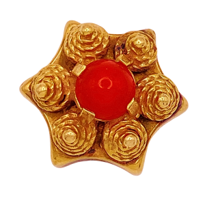 Victorian Revival Slide Charm 14K Gold Coral