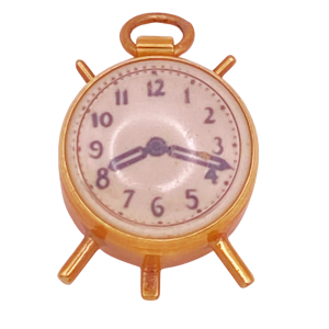 Vintage Alarm Clock Charm 14K Enamel