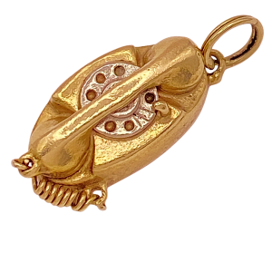 Vintage Telephone Charm 14K Gold
