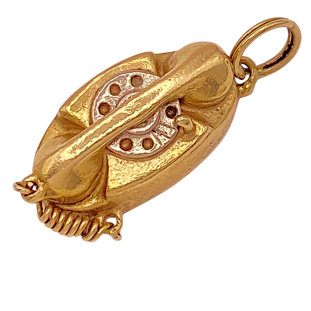 Vintage Princess Style Telephone Charm 14K Gold Three-Dimensional c. 1960’s