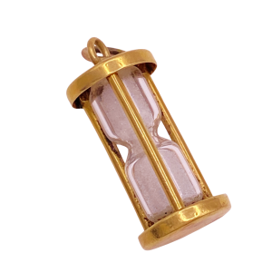 Working Hourglass Vintage Charm 14K Gold