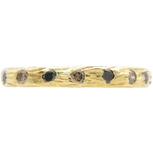 0.24ctw Black & Brown Diamond Textured Band Ring 18K Gold front