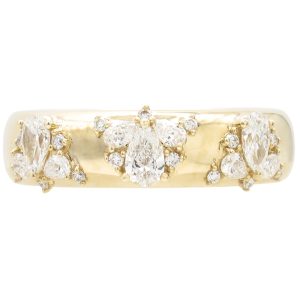 0.54ctw Pear-Cut Diamond Cluster Band Ring 14K Gold front