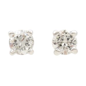 0.56ctw Round Diamond Stud Earrings 14K White Gold front