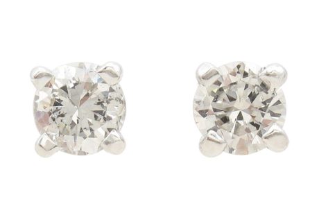 0.56ctw Round Diamond Stud Earrings 14K White Gold front