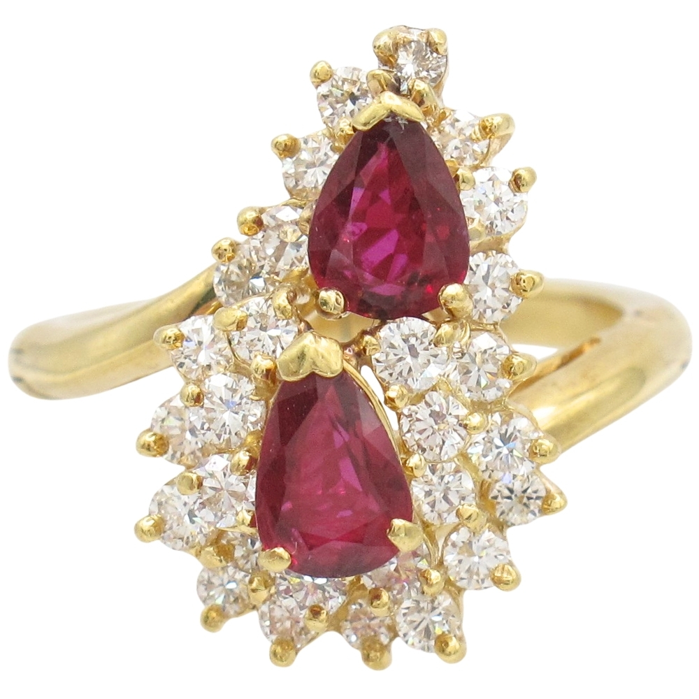 1.5ctw Ruby Cluster Ring with Arthritic Shank in 14K Gold