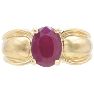 1.6ct Oval Ruby Solitaire Ring 14K Gold front