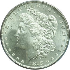 1878 7/8 Tail Feathers Strong Morgan Dollar MS63 PCGS – Bright White