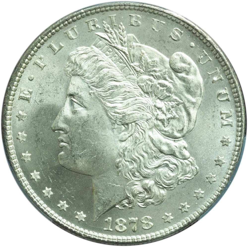 1878 7/8 Tail Feathers Strong Morgan Dollar MS63 PCGS – Bright White