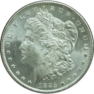 1885-CC Morgan Dollar GSA – Original Box & COA – Bright White