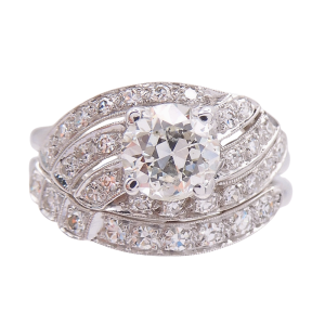 1920s Two Piece Diamond Wedding Set 1 carat white Gold