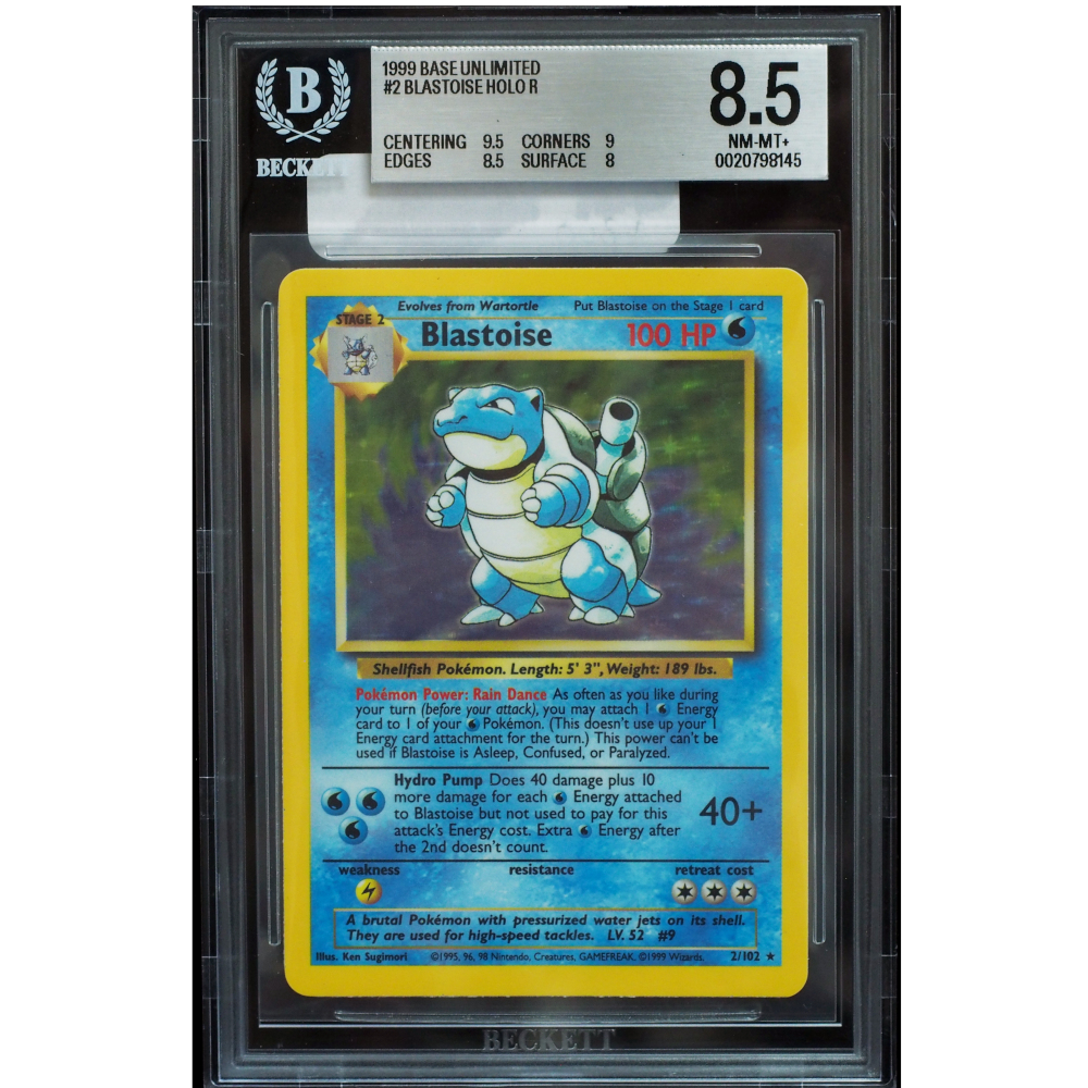 1999 Pokémon Blastoise #2 Base Set Holo BGS 8