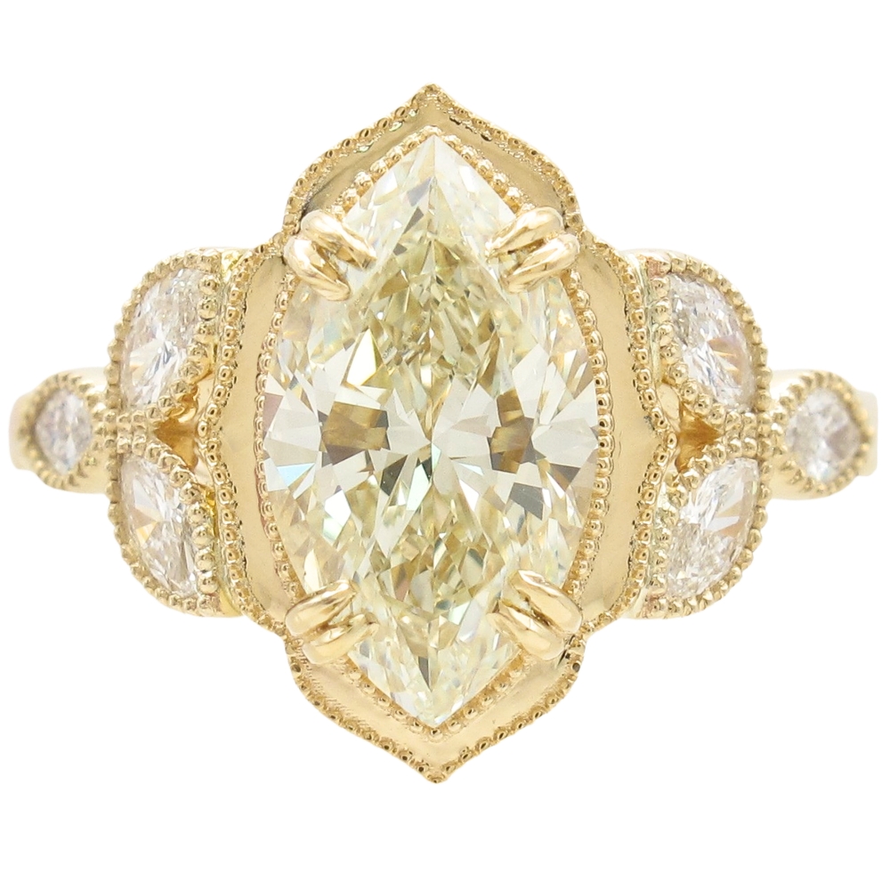 2.40ctw Marquise Diamond Engagement Ring 14K Gold GIA Certified