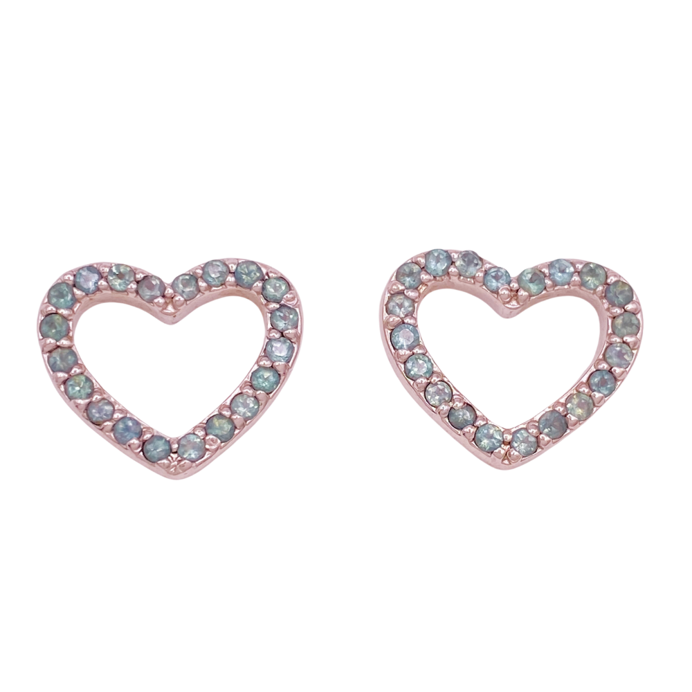 Natural Alexandrite Heart Stud Earrings 14K White Gold .80 Carat TW