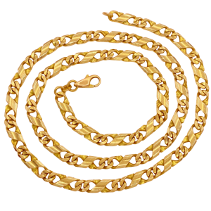 Bar Detail Curb Chain Necklace 14K Gold