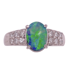 Black Opal Diamond Pring Platinum