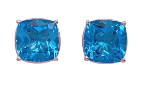 Blue Zircon Stud Earrings 14KWG