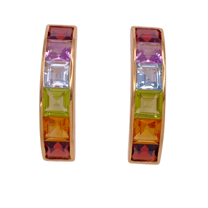 olorful Multi Gemstone Earrings 14K Gold