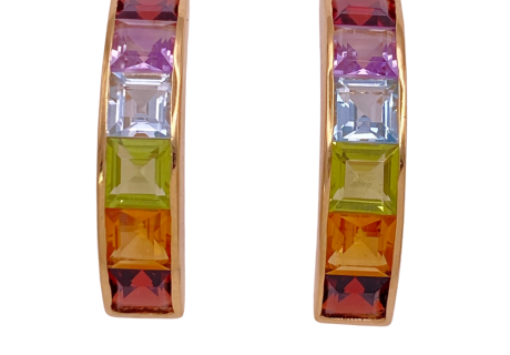 olorful Multi Gemstone Earrings 14K Gold