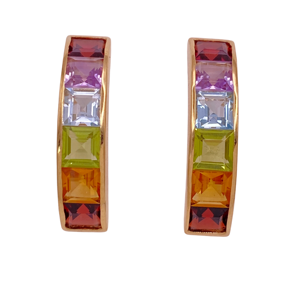 Colorful Multiple Gemstone Earrings 14K Gold 2.521 Carats TGW