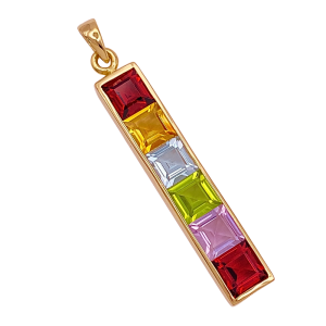 Colorful Multi Gemstone Pendant 14K Gold
