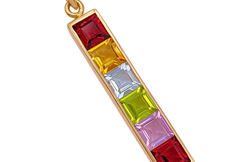 Colorful Multi Gemstone Pendant 14K Gold