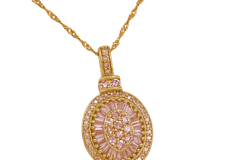 Diamond Cluster Halo Necklace 14K Gold