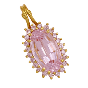 Diamond Halo Morganite Pendant 18KYG