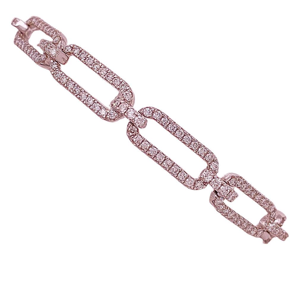 Diamond Link Bracelet 3.08 Carat TW 14K White Gold