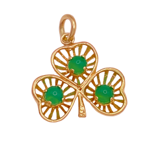 Edwardian Clover Charm 14K Chrysoprase