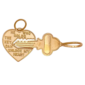 Key and Heart Charm Set 14K Gold