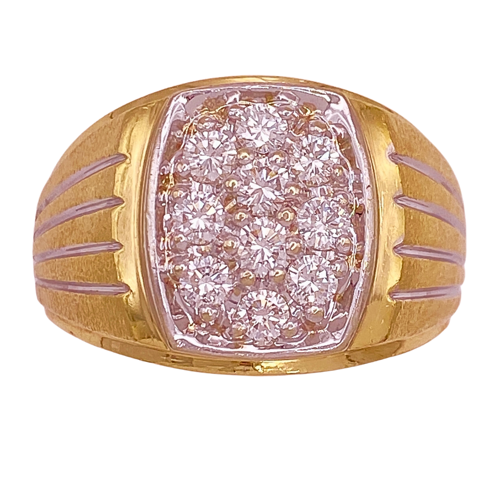 Impressive 1.0 Carat Diamond Cluster Men’s Ring VS Quality 14K Two-Tone Gold