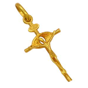 Modernist Crucifix Cross Pendant 18KYG