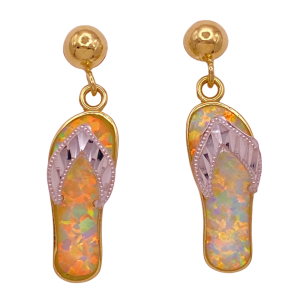 Opal Flip-Flop Earrings 14K Gold